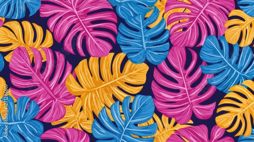 Background pattern leaf concept. Bold and Vibrant Tropical Foliage with Overlapping Leaves