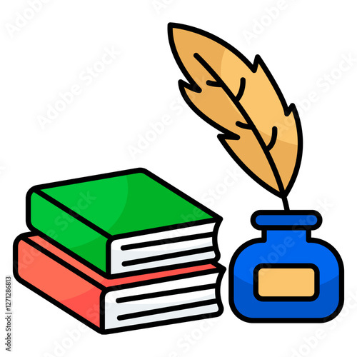A flat design icon of quill pen