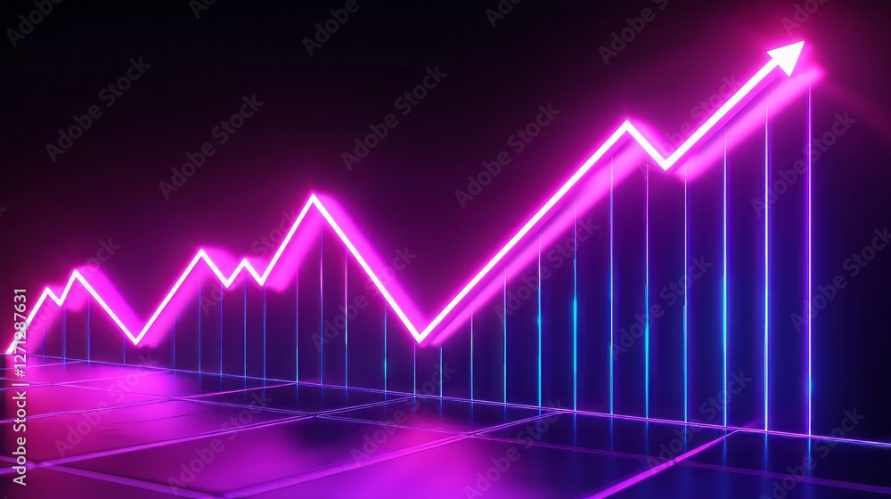 Futuristic neon graph with glowing pink and blue lines, symbolizing financial growth, data analysis, and technology trends. Abstract business concept. AI generative. Futuristic neon graph with glowing pink and blue lines, symbolizing financial growth, data analysis, and technology trends. Abstract business concept. AI generative.