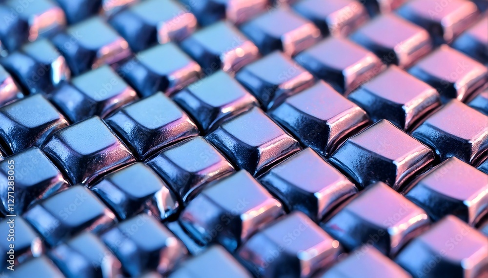 Fototapeta premium Close-up of a metal surface with small square shapes.