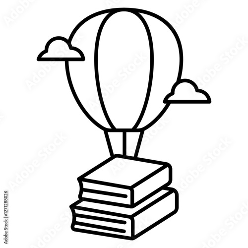 A colored design icon of parachute books