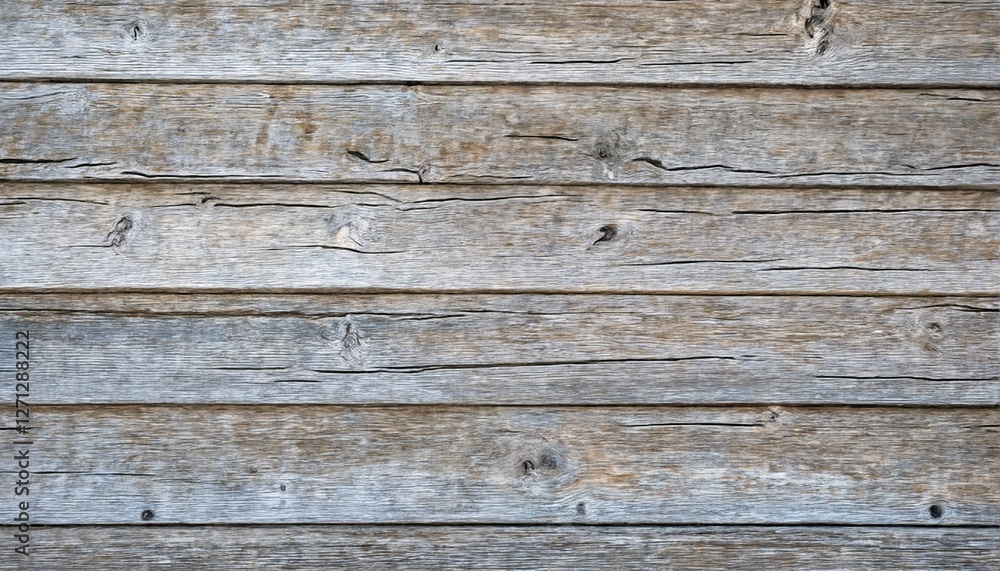 A weathered wooden surface with horizontal planks and knots. A weathered wooden surface with horizontal planks and knots.