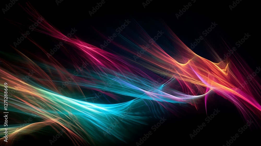 Abstract colorful light streaks, dynamic energy, dark background, design element. Abstract colorful light streaks, dynamic energy, dark background, design element.