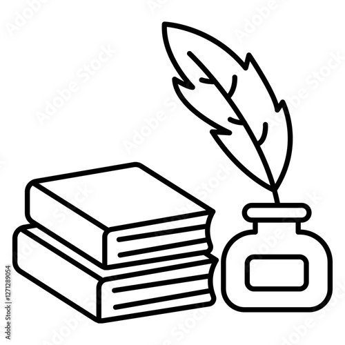 A flat design icon of quill pen