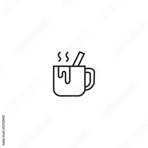 Steaming Coffee Cup Icon. Cup Of Tea Hot Drink Symbol. Coffee Shop Icon. Flat Style Vector Illustration. Outline Symbol For Web Design