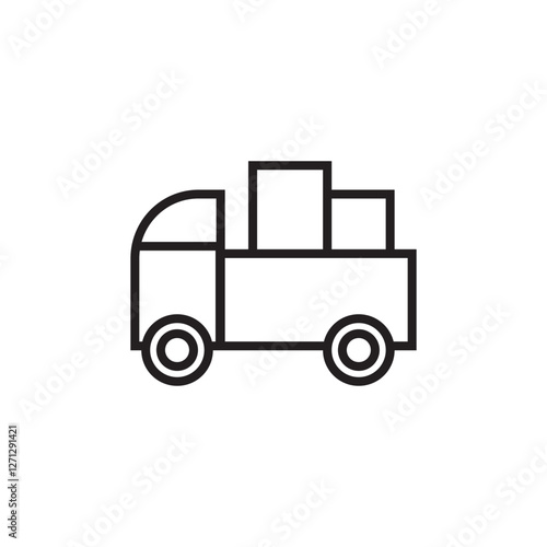Fast shipping delivery truck outline icon in flat style. Vector line symbol.
