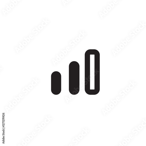 Signal strength indicator set, mobile phone bar status icon. No signal symbol,  connection level sign. Vector illustration for web, app, design interface