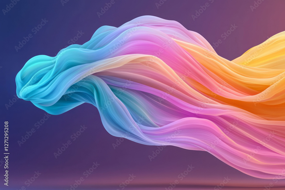 Obraz premium A swirling neon composition with liquid-like ribbons in vivid pinks and blues, flowing in dreamy,