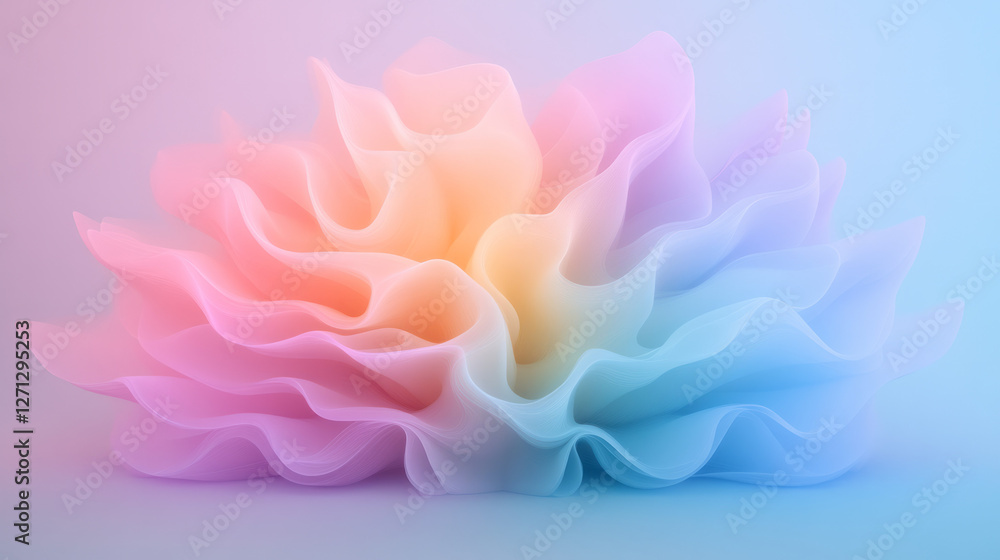 Fototapeta premium A fluid, kaleidoscopic burst of saturated color--glowing pink and teal tones folding into one