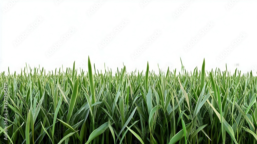 Obraz premium Vibrant Green Grass Field Against White Background
