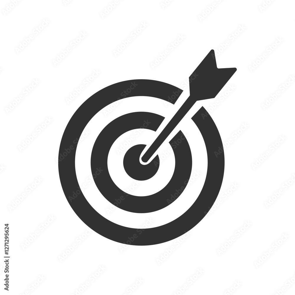 Archery target black icon. Goal symbol with bow arrow use for website or app, flat vector Archery target black icon. Goal symbol with bow arrow use for website or app, flat vector