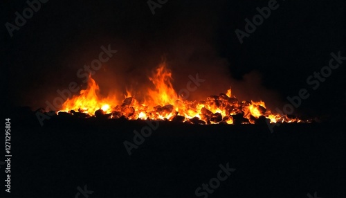 a large fire with flames reaching high into the air. photo