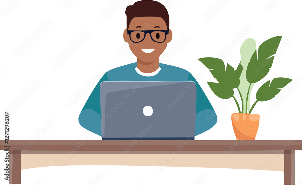 businessman with laptop, minimal animation of a programmer working on a laptop businessman with laptop, minimal animation of a programmer working on a laptop