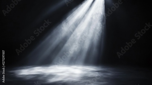 Dramatic Spotlight Illumination: A Dark Stage Lit by Beams of Light
