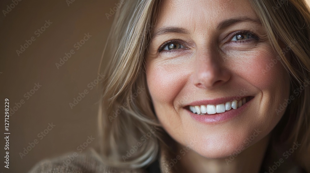 a close-up of a woman with a warm, inviting smile. a close-up of a woman with a warm, inviting smile.