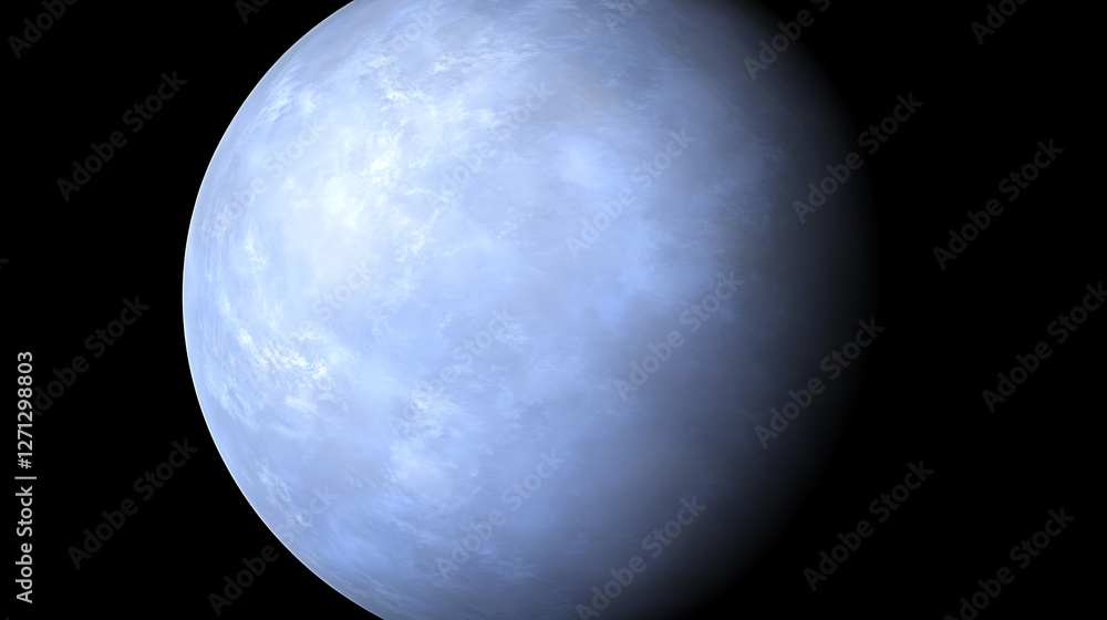 Fototapeta premium Spherical Celestial Body with Clouded Surface in Deep Space Fantasy World Visualization
