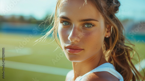 Wallpaper Mural Close up of a girl doing sport at the field Torontodigital.ca