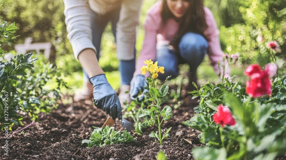 Fototapeta premium Gardening Together: A Springtime Planting Session
