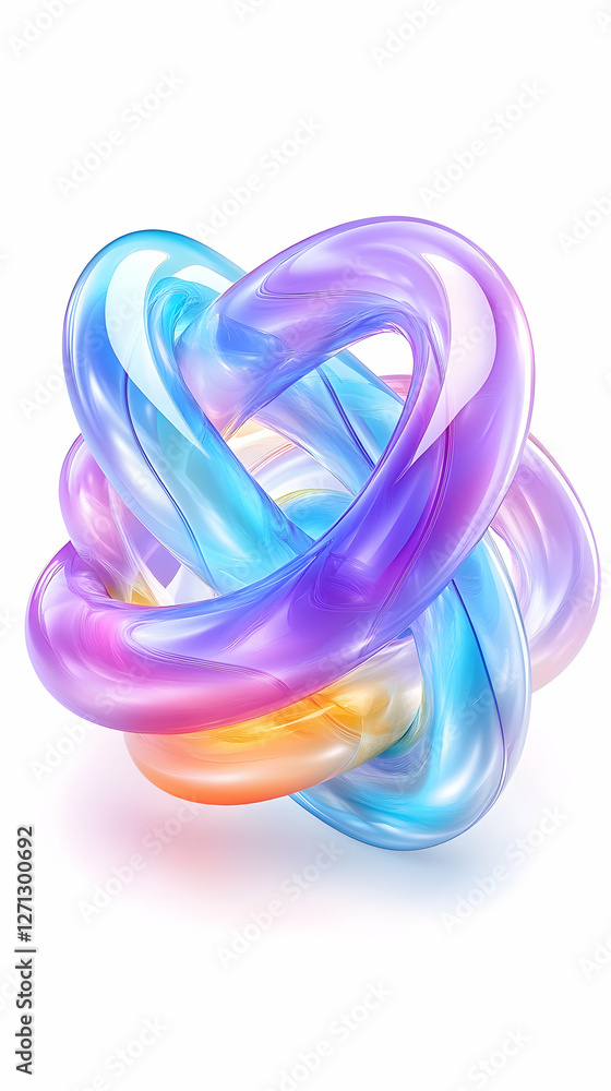 Abstract colorful glass knot; isolated on white; background is pure white; for design Abstract colorful glass knot; isolated on white; background is pure white; for design