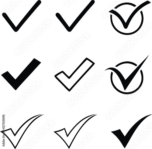 Confirm icon. Check marc set. Vector illustration