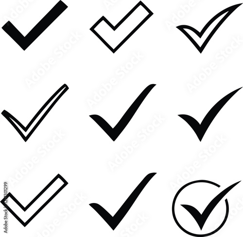 Confirm icon. Check marc set. Vector illustration