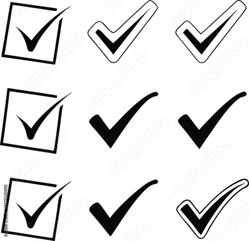 Confirm icon. Check marc set. Vector illustration