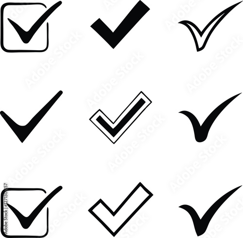 Confirm icon. Check marc set. Vector illustration