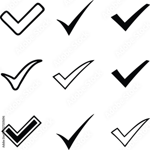 Confirm icon. Check marc set. Vector illustration