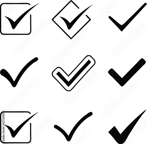 Confirm icon. Check marc set. Vector illustration