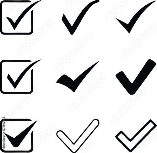 Confirm icon. Check marc set. Vector illustration