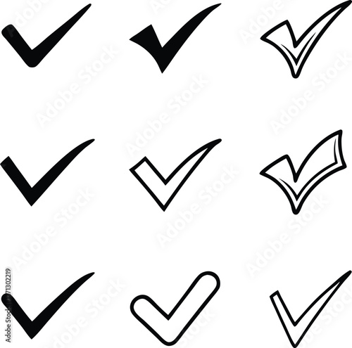 Confirm icon. Check marc set. Vector illustration