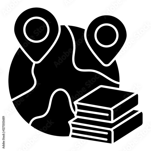 A colored design icon of global education