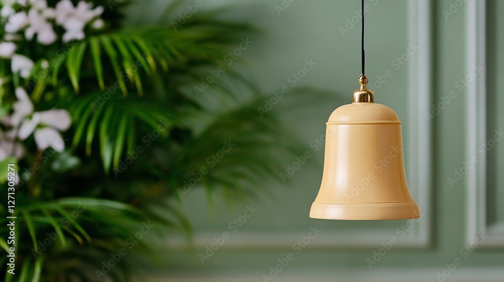 Obraz premium Elegant French Easter bell (cloche de Paques) hanging in a small village church symbolizing the return of joy and celebration after Lent 