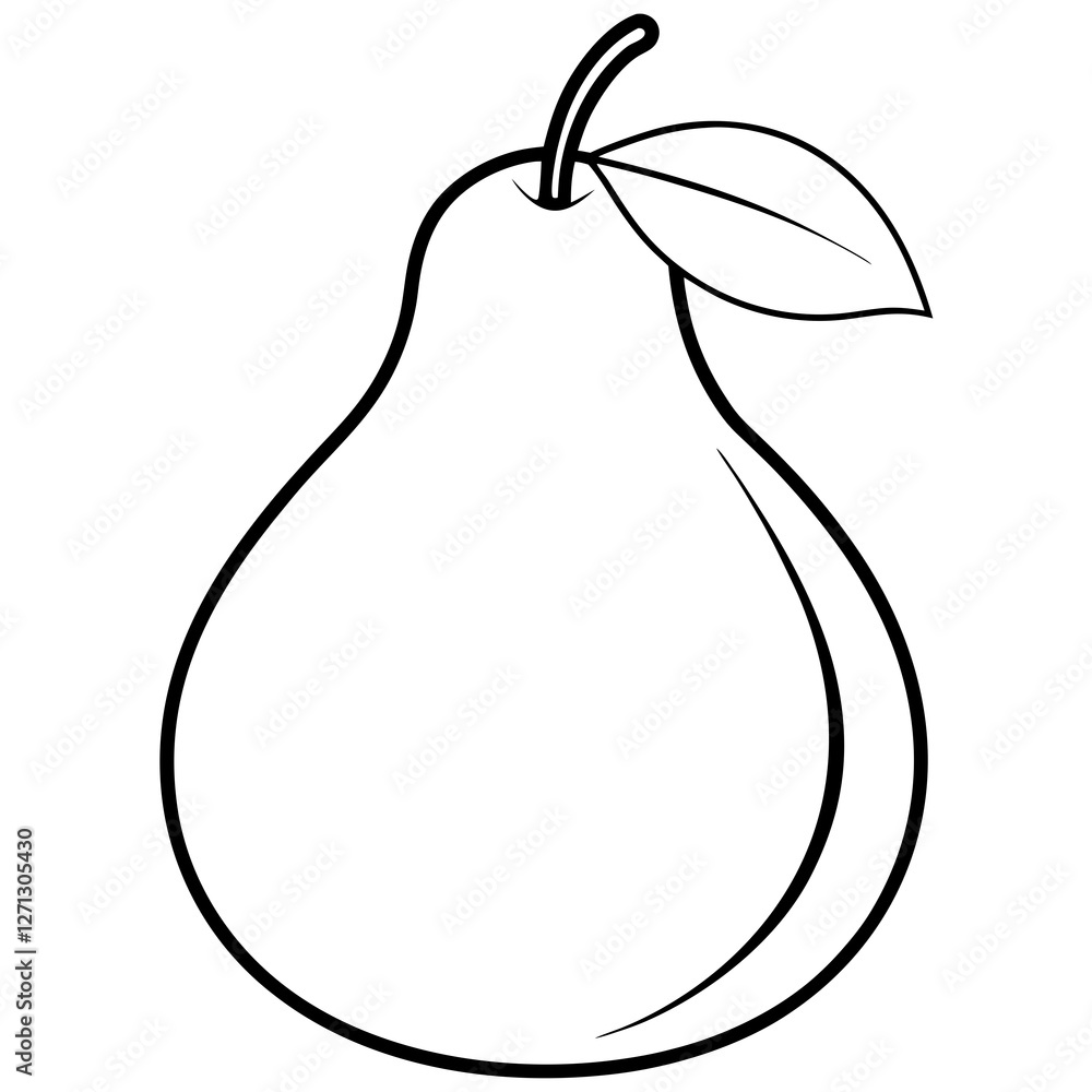 Simple Pear Outline for Vector Projects Simple Pear Outline for Vector Projects