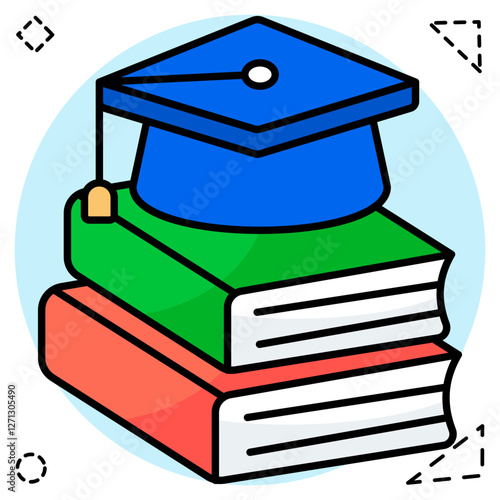 A flat design icon of graduation books