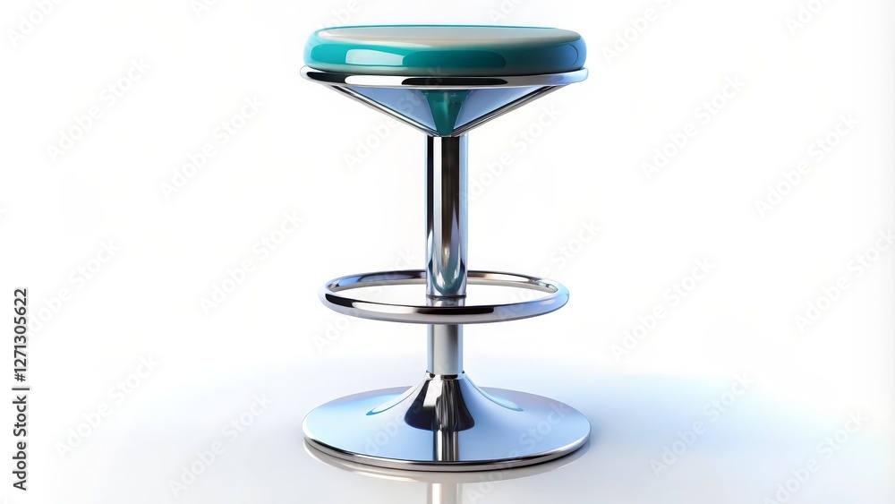 Teal Bar Stool on White Background Teal Bar Stool on White Background