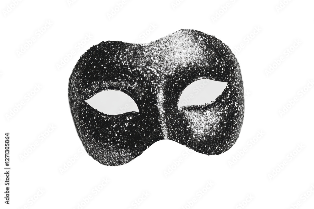 Isolated Sparkling Black Masquerade Mask with Glitter Detail Isolated Sparkling Black Masquerade Mask with Glitter Detail