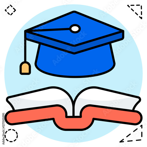 A flat design icon of graduate book