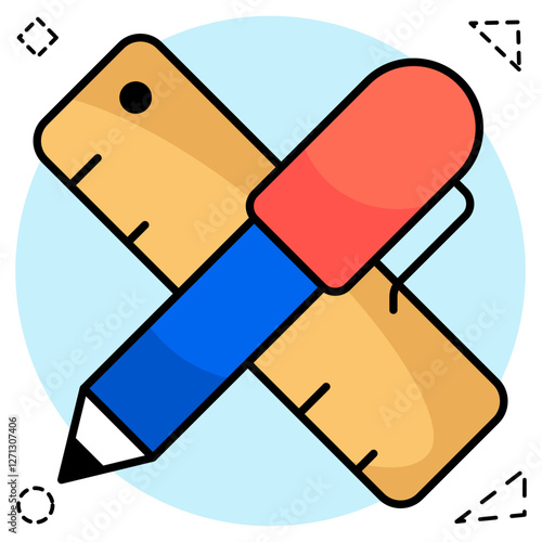 A flat design icon of drafting tool