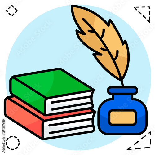 A flat design icon of quill pen