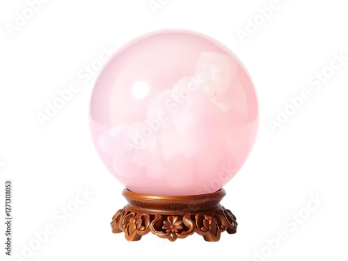 Luxurious Rose Quartz Sphere: A Visually Stunning and Harmonizing Accessory isolated on transparent background 