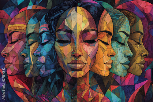 Abstract Art of Intertwined Lines in Skin Tones Representing Unity, Diversity, and the African American Community – Black History Month Concept