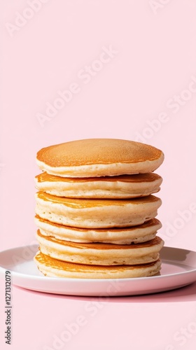 Wallpaper Mural pankakes on russian plate isolated on light pink background  Torontodigital.ca