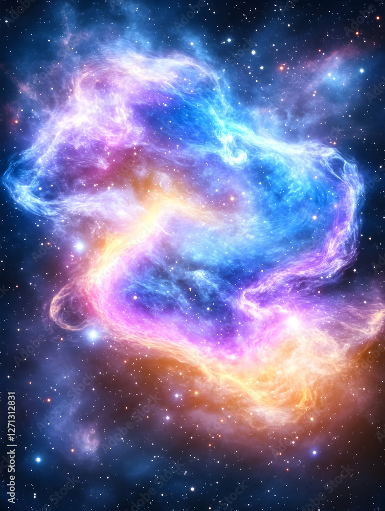 Fototapeta premium Cosmic Nebula swirls in space; stellar background; science, astronomy