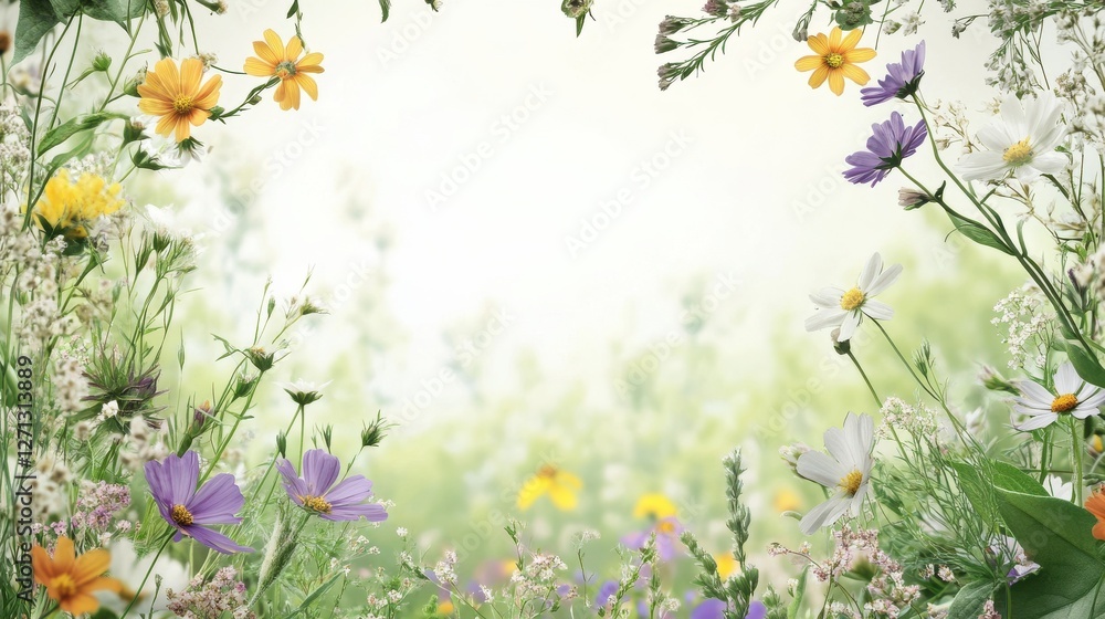 dainty wildflowers as a frame border dainty wildflowers as a frame border