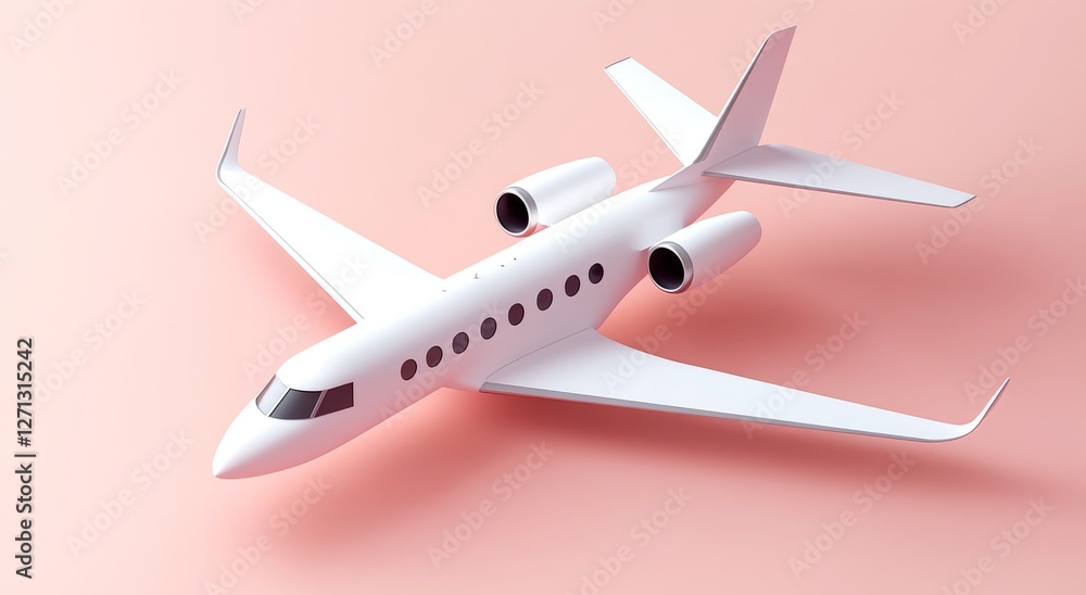 3D Rendering of Private Jet on Pastel Background – Minimalist Concept Art 3D Rendering of Private Jet on Pastel Background – Minimalist Concept Art
