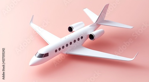 3D Rendering of Private Jet on Pastel Background – Minimalist Concept Art