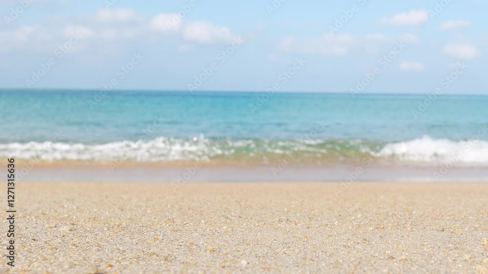Beautiful nature of the Andaman Sea and white sand beach in the morning Beach, Phuket Island, Thailand. Nature and travel concept Beautiful nature of the Andaman Sea and white sand beach in the morning Beach, Phuket Island, Thailand. Nature and travel concept