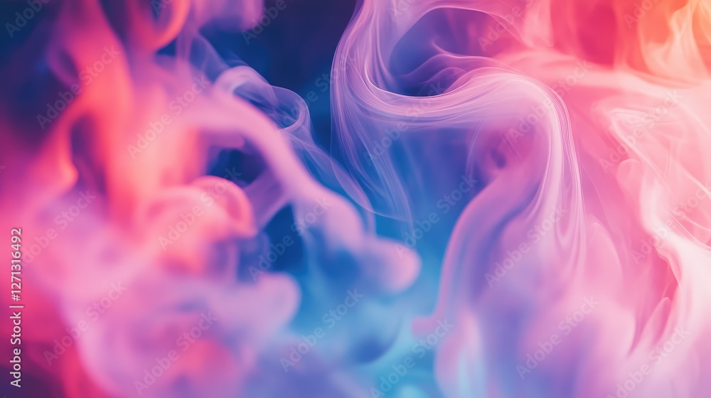 Obraz premium Thick smoke swirling in the air, dissipating with smooth, flowing patterns and leaving space for design.