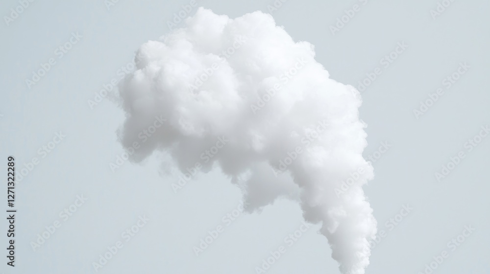 Naklejka premium White smoke plume against light blue sky; environmental impact